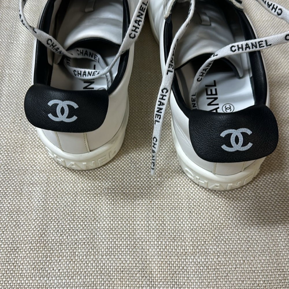 Chanel White and Black  Sneakers - Picture 3 of 9